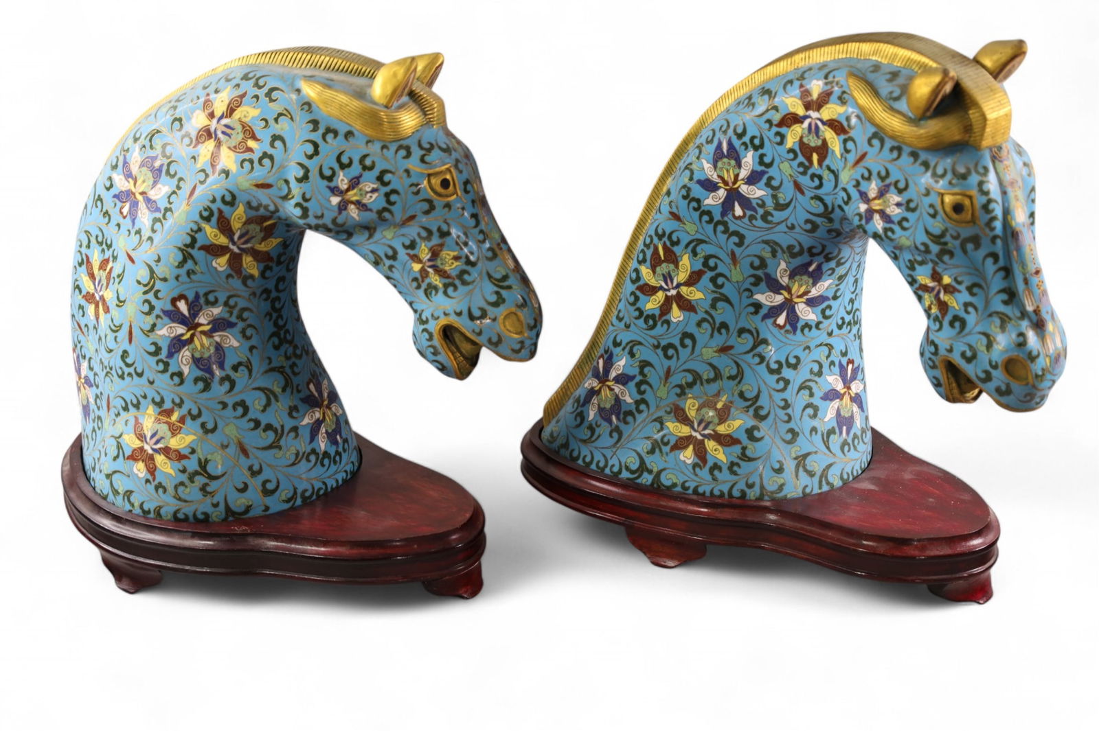 PAIR OF CLOISONNE HORSE HEADS (1 of 3)