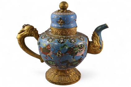 LARGE CLOISONNE TEA POT