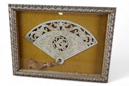 CHINESE HARDSTONE FAN
