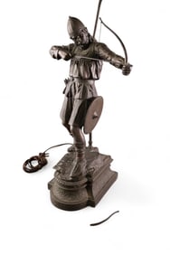 TALL SPELTER ARCHER LAMP