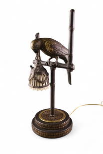 FREDERICK COOPER PARROT LAMP: PARROT TABLE LAMP, 22" H.