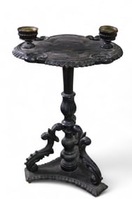 CARVED EBONIZED SMOKE STAND