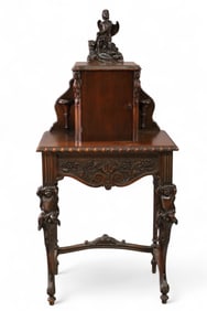 1920'S CARVED FIGURAL TELEPHONE STAND