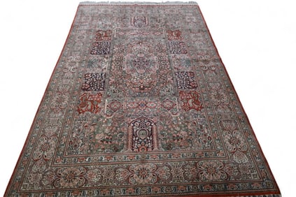 APPROX 9' 2" x 6' HANDMADE SILK RUG