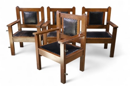 4 ARTS & CRAFTS BILLIARDS CHAIRS