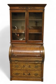 AMERICAN OAK CYLINDER ROLL TOP DESK