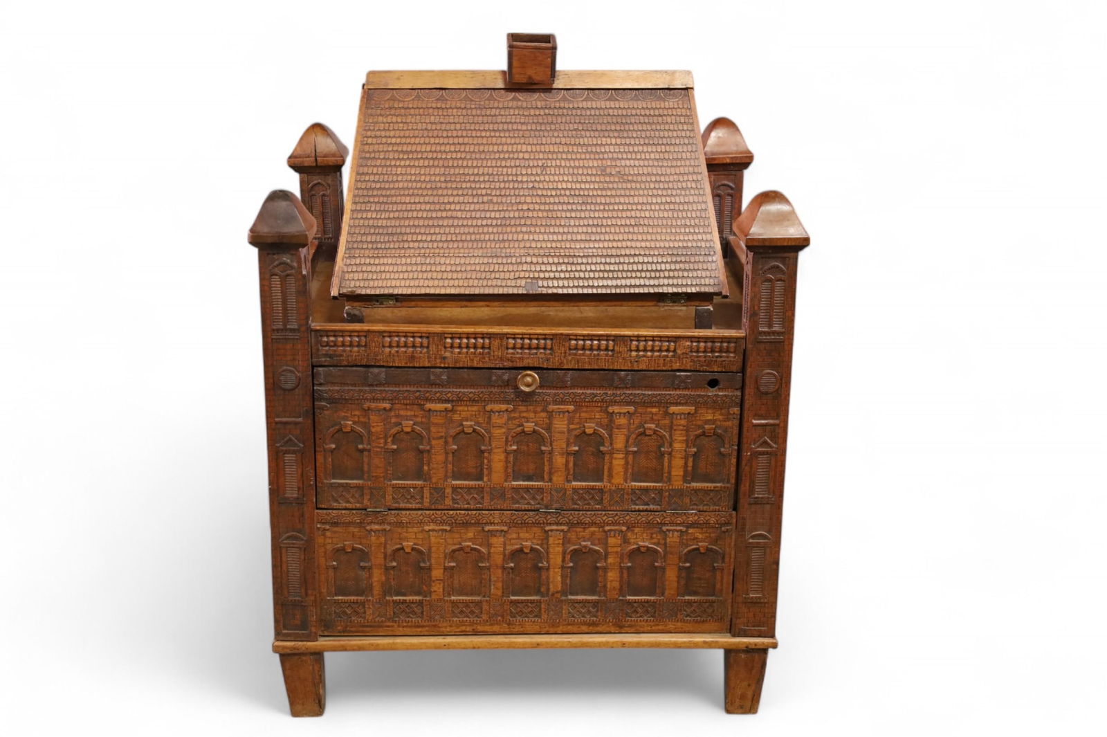 UNUSUAL BUILDING SHAPED CHEST (1 of 3)