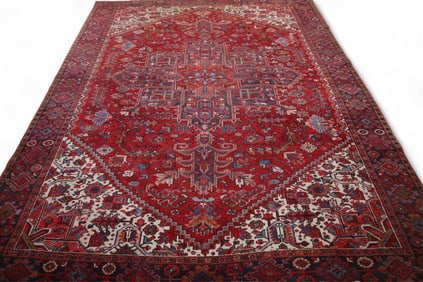 APPROX 12' 7" x 9' 8" HANDMADE WOOL RUG
