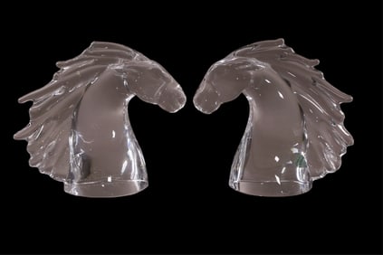 PAIR OF DAUM CRISTAL HORSES