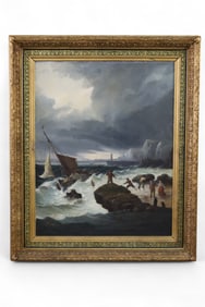 LARGE 1886 EUROPEAN SEASCAPE