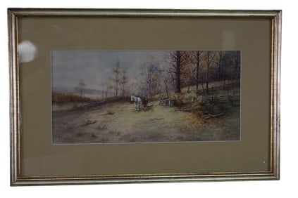 FRAMED FOREST SCENE WATERCOLOR