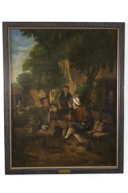 ANTIQUE INTERIOR SCENE PAINTING