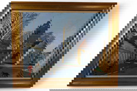 YVES DE SAINT FRONT OIL PAINTING: OIL ON CANVAS, SIGNED LOWER RIGHT, SAINT FRONT. 25" x 19 1/2" IMAGE SIZE / 31" x 25" IN FRAME.