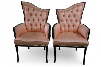 PAIR OF UNUSUAL MAHOGANY PARLOR CHAIRS