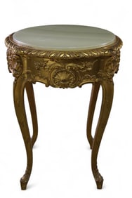 GOLD GILT FRENCH ONYX TOP LAMP TABLE