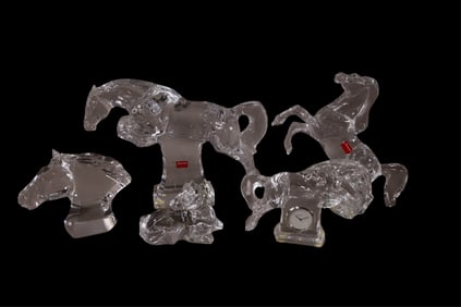 5 BACCARAT CRYSTAL HORSE FIGURES