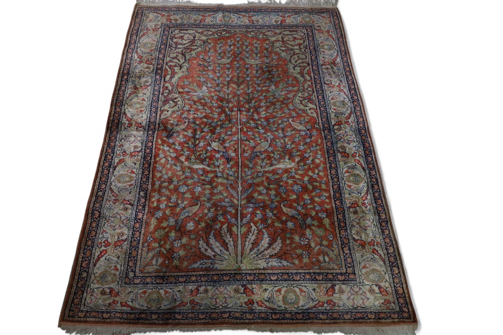 APPROX 6' x 4' HANDMADE RUG: TREE OF LIFE PRAYER RUG.