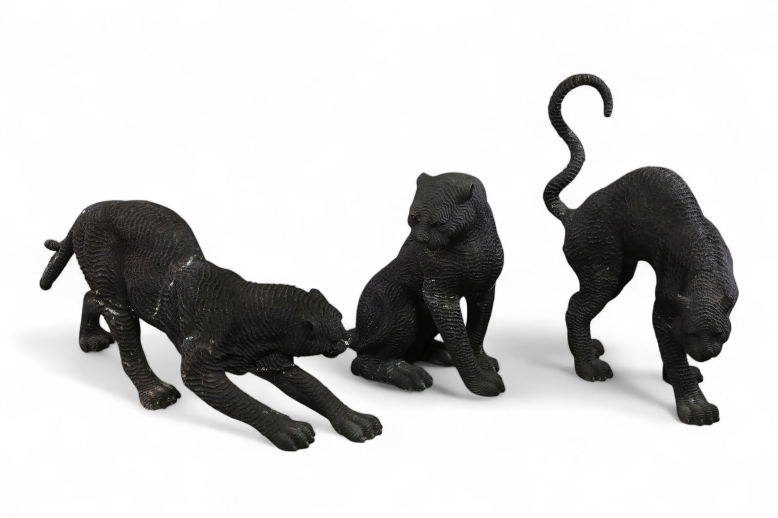 SET OF 3 LARGE BRONZE PANTHERS (1 of 4)