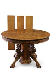 AMERICAN OAK FIGURAL DINING TABLE