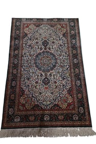 APPROX 4' 8" x 2' 11" HANDMADE SILK RUG