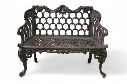 VICTORIAN TALL BACK IRON GARDEN BENCH