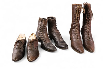 3 PAIRS OF VICTORIAN SHOES