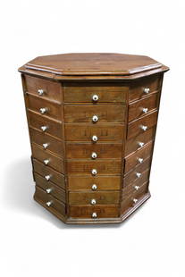 NUT & BOLT CABINET: GENERAL STORE 64 DRAWER NUT & BOLT CABINET, MISSING REVOLVING BASE, 25" W x 27" H. THIS ITEM EXCEEDS SIZE OR WEIGHT LIMIATATIONS FOR IN HOUSE SHIPPING, MUST BE PICKED UP VIA 3rd PARTY GROUND SHIPPER.