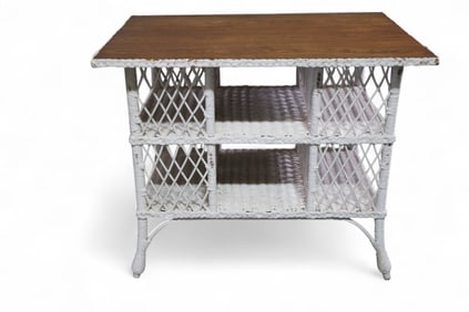OAK TOP WICKER DESK