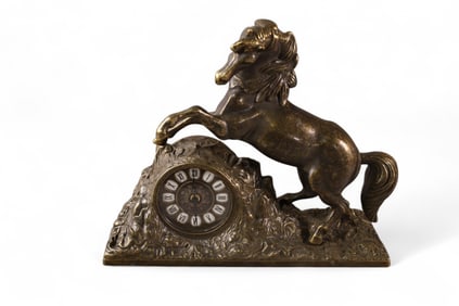 SPELTER HORSE CLOCK