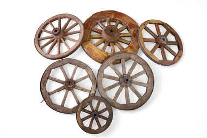 6 SMALL WAGON OR CART WHEELS