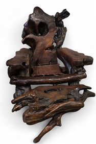 LARGE BURL ARMCHAIR & FOOTSTOOL
