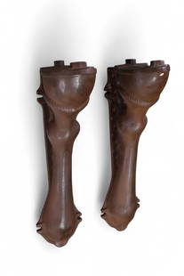 PAIR OF IRON HORSE LEG BRACKETS: PAIR OF LARGE IRON HORSE LEG WALL BRACKETS, HEAVY IRON BRACKETS. NOT ANTIQUE. APPROX 70 POUNDS EACH!!! 26" H. THIS ITEM EXCEEDS SIZE OR WEIGHT LIMITATIONS FOR IN HOUSE SHIPPING, MUST BE PICKED UP VIA