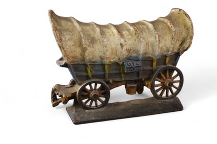 ANTIQUE CAST IRON WAGON DOORSTOP
