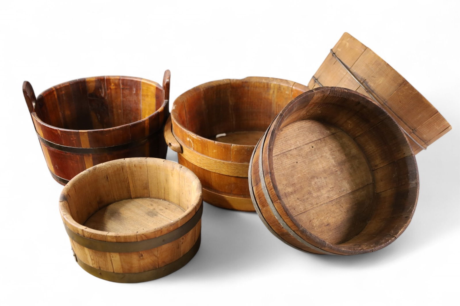 5 WOODEN BUCKETS (1 of 2)