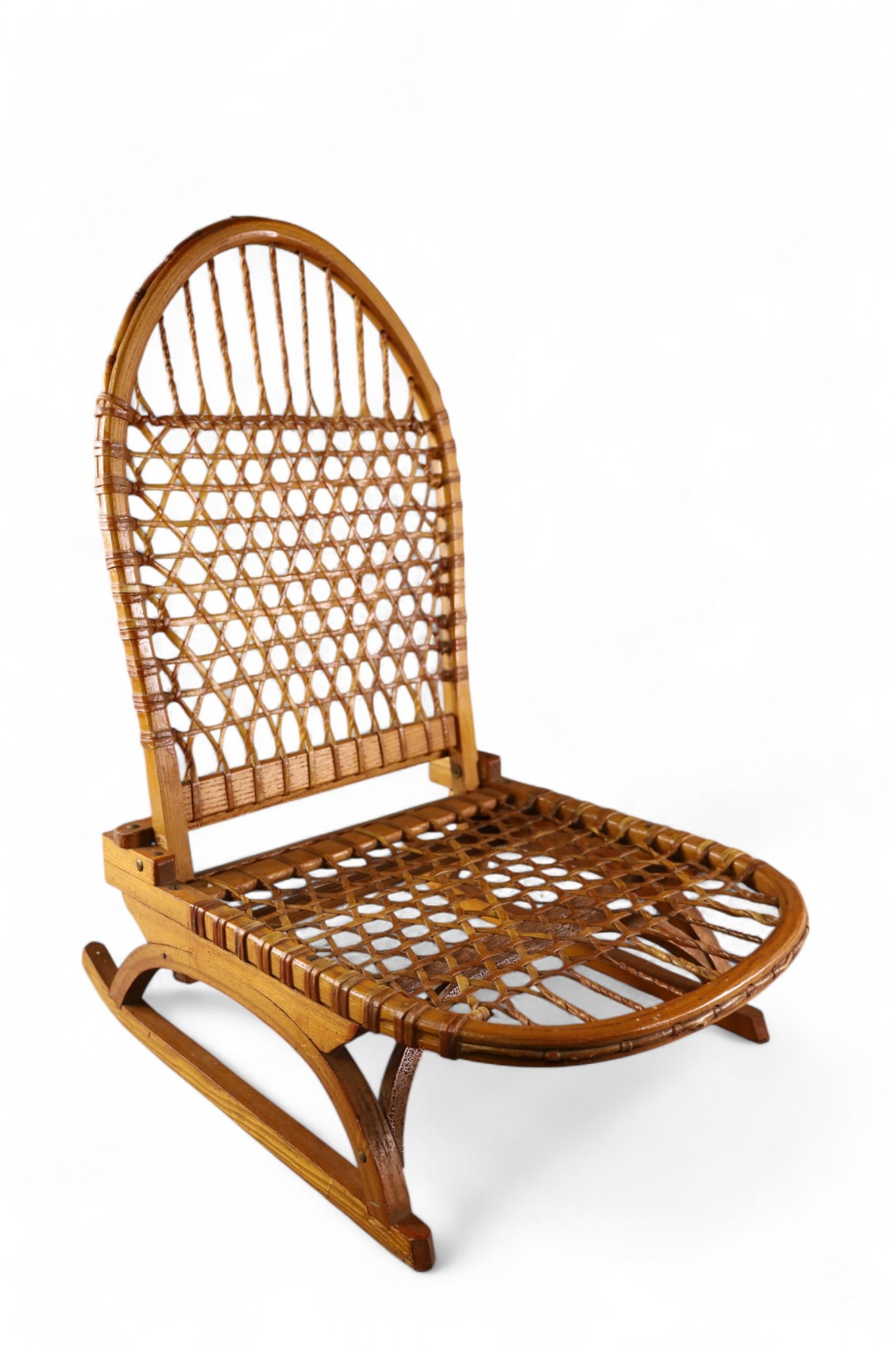 SNOWSHOE STYLE CHAIR: FOLDING SNOWSHOE DESIGN CHAIR, TUBBS. 15" W. 24"H. THIS ITEM EXCEEDS SIZE OR WEIGHT LIMITATIONS FOR IN HOUSE SHIPPING, MUST BE PICKED UP VIA 3rd PARTY GROUND SHIPPER.