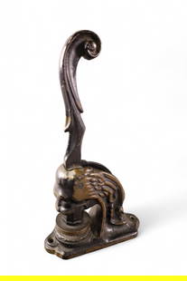 CAST IRON STAMP: VICTORIAN CAST IRON STAMP, LION DECORATED. NEW YORK SOUTHERN SOCIETY. 11" H.