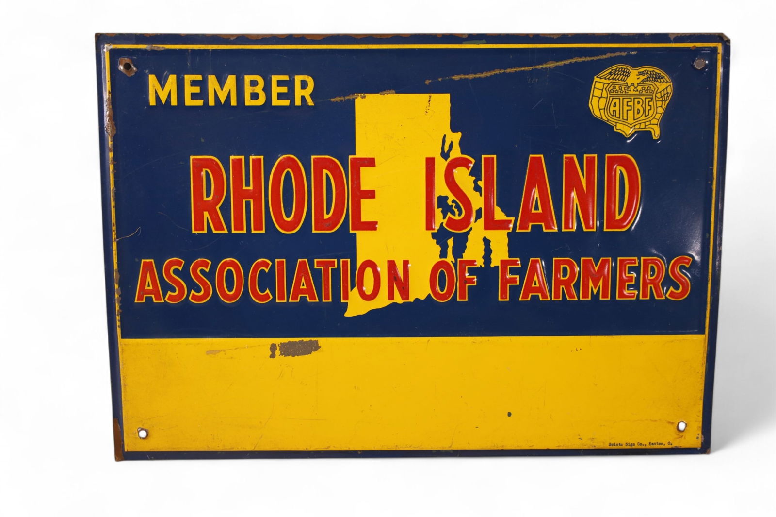 RHODE ISLAND FARM TIN SIGN (1 of 2)