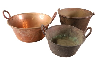 3 COPPER KETTLES