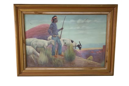 NATIVE AMERICAN OIL PAINTING