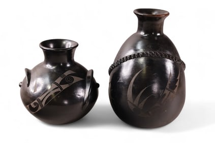 2 PIECES OF MEXICAN BLACKWARE POTTERY