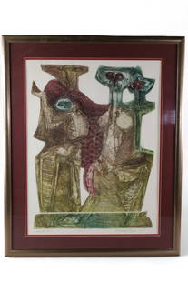 RICHARD ROYCE FRAMED ETCHING: TITLED MARDIGRAS, No 113/150. RICHARD ROYCE. 25" x 32" IN FRAME