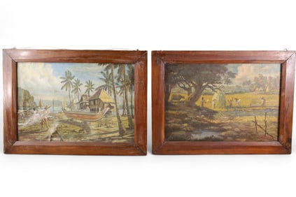 TWO 1940'S PHILIPPINES OIL PAINTINGS