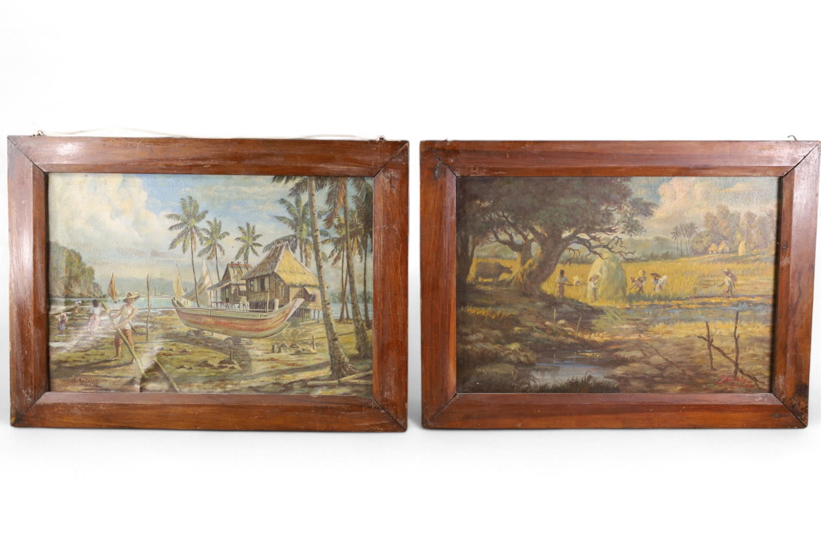 TWO 1940'S PHILIPPINES OIL PAINTINGS (1 of 7)