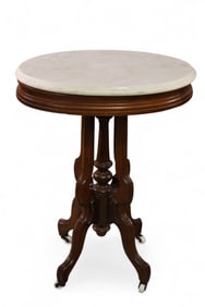 VICTORIAN MARBLE TOP LAMP TABLE