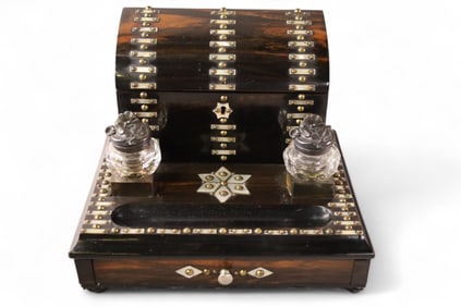 ROSEWOOD & MOTHER OF PEARL INKWELL