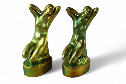 PAIR OF ZSOLNAY NUDE FIGURES