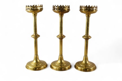 3 BRASS CANDLE PRICKETS