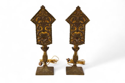 PAIR OF 1920'S SPANISH MICA LAMPS