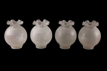 4 ETCHED GLASS SHADES
