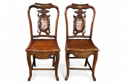 PAIR OF CHINESE HARDWOOD SIDE CHAIRS